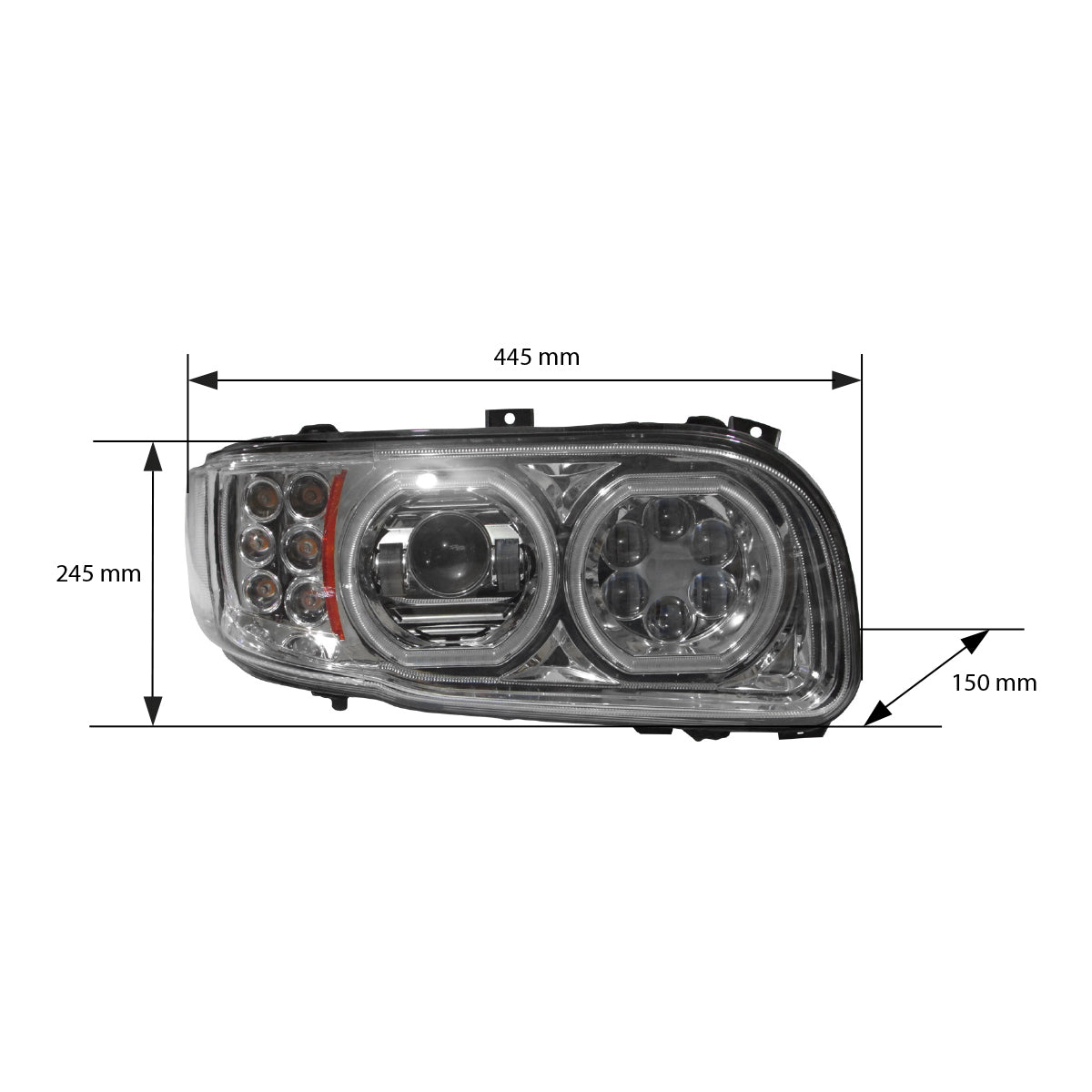 Faro para Peterbilt 389 LUZ LED OJO DE ANGEL FONDO CROM DER