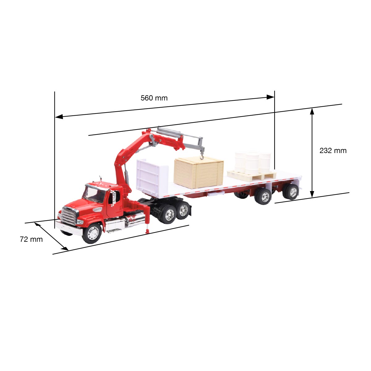 TRACTOCAMION FREIGHTLINER 114SD PLATAFORMA PLANA C/GRÚA ESCALA 1:32