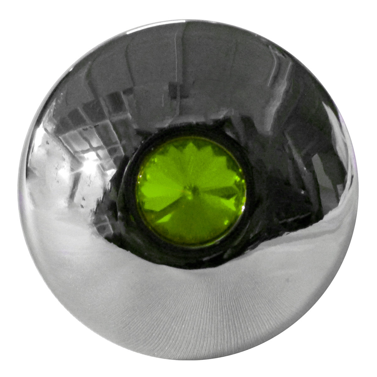 Perilla para válvula estacionaria cromada con diamante verde
