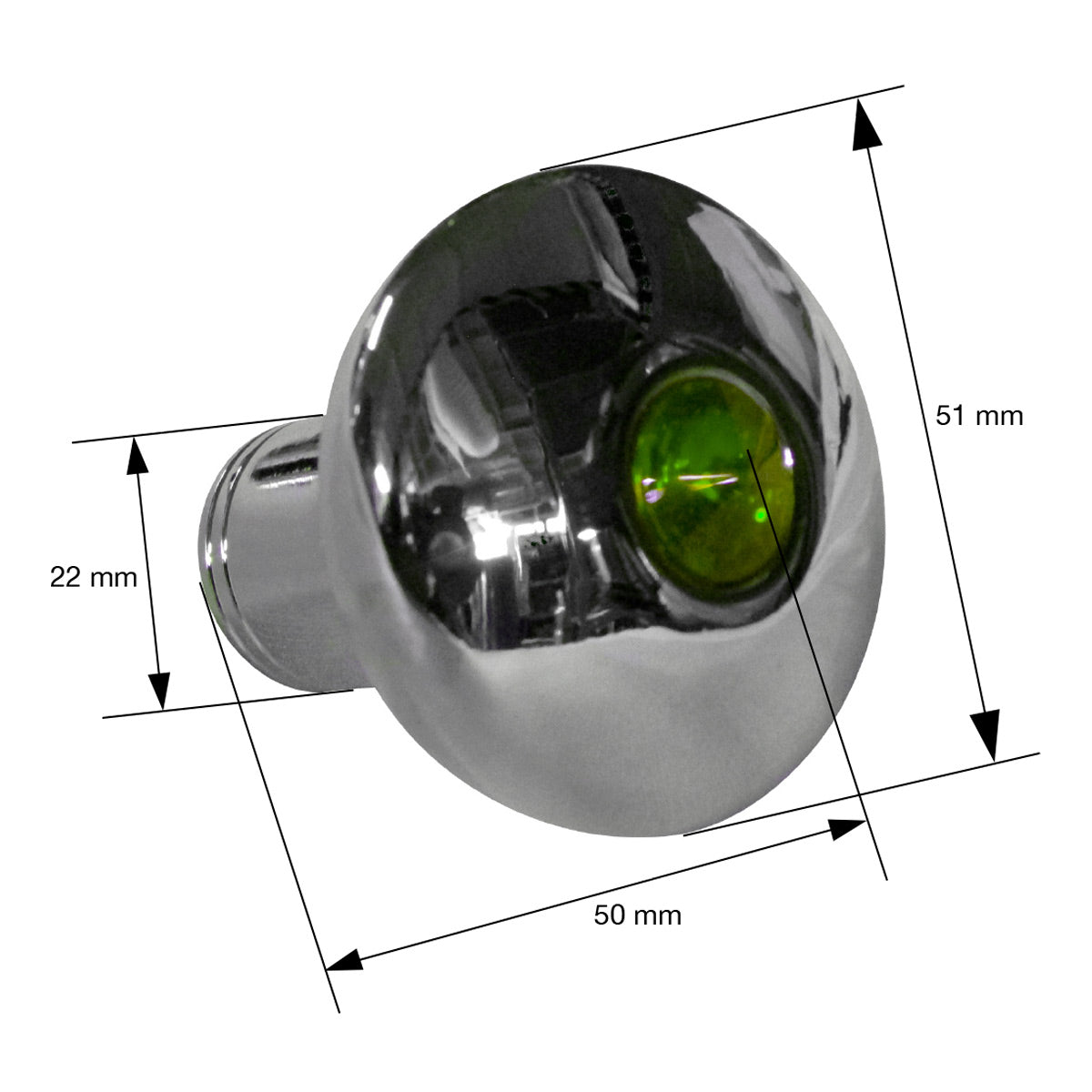 Perilla para válvula estacionaria cromada con diamante verde