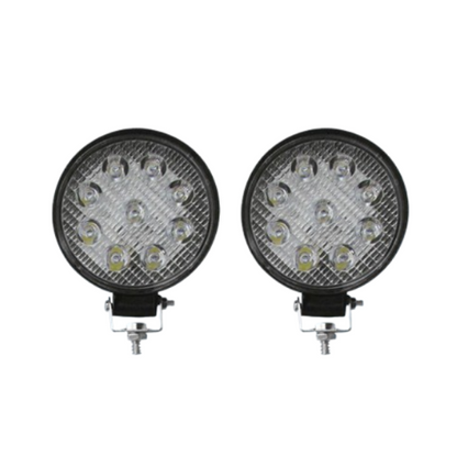 PAR DE FAROS 9 LEDS LUZ FIJA Y ESTROBO REDONDO 4"