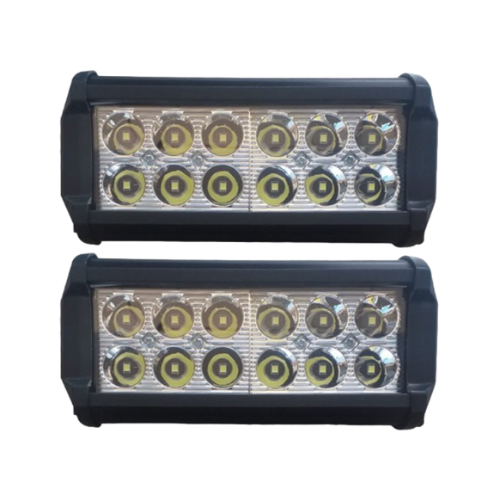 PAR DE FAROS DE 12 LEDS BCO LUZ FIJA Y ESTROBO RECTANGULAR