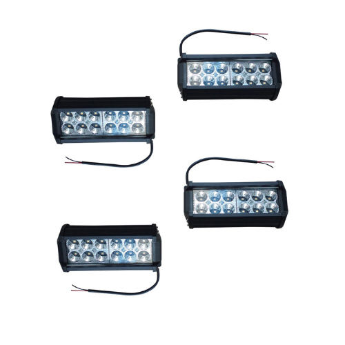 PAQUETE DE FAROS 12 LEDS BICOLOR LUZ FIJA Y ESTROBO RECTANGULAR