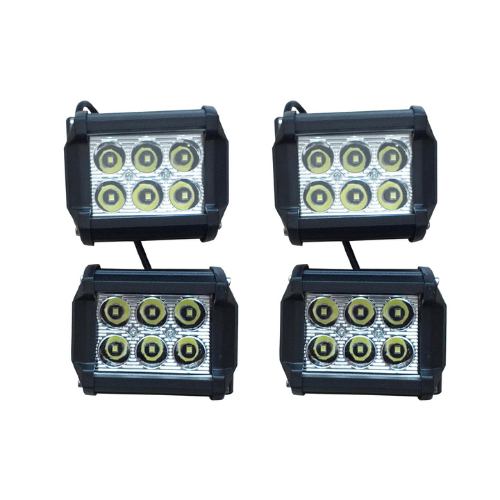 PAQUETE DE FAROS 6 LEDS MINI  BLANCO LUZ FIJA Y ESTROBO RECTANGULAR