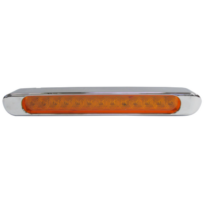 TIRA 13 LEDS CUARTO Y DIRECCIONAL BASE CROMADA MICA AMBAR