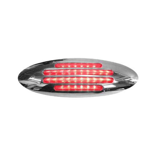PLAFON 32 ROJO LEDS OVAL MICA CRIST/TRANSP