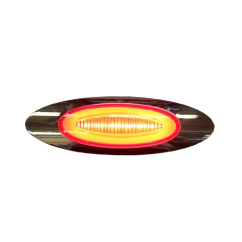 PLAFON LATERAL 3 LEDS BICEL CROMADO C/ARILLO GEL ALTA/BAJA Y ESTROBO OVAL ROJO