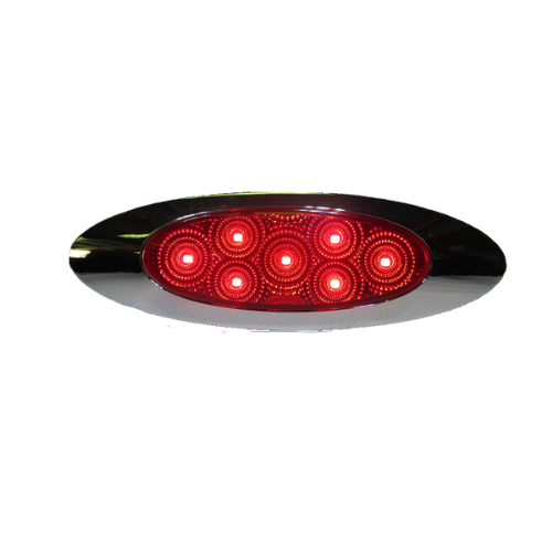 PLAFON 7 LEDS OVAL ESTROBO BASE CROM OVAL ROJO