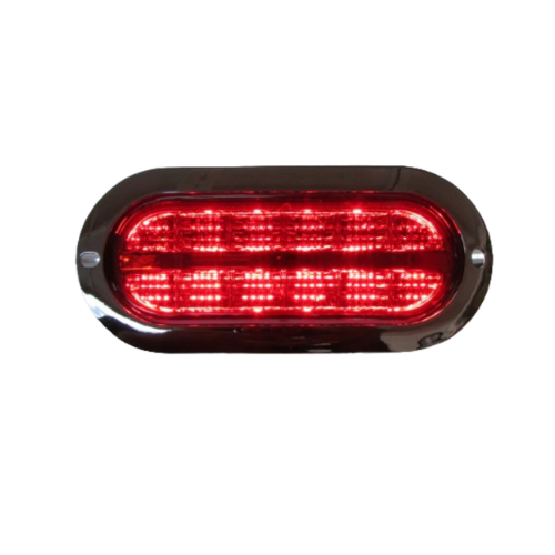 PLAFON 12 LEDS ALTA/BAJA Y ESTROBO BASE CROM OVAL ROJO