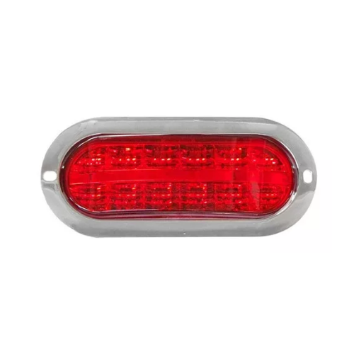 PLAFON 12 LEDS ALTA/BAJA Y ESTROBO BASE CROM OVAL ROJO