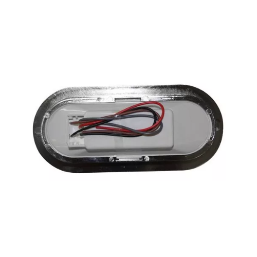 PLAFON 12 LEDS ALTA/BAJA Y ESTROBO BASE CROM OVAL ROJO