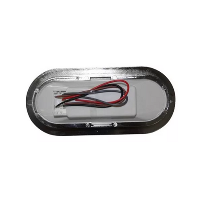 PLAFON 12 LEDS ALTA/BAJA Y ESTROBO BASE CROM OVAL ROJO