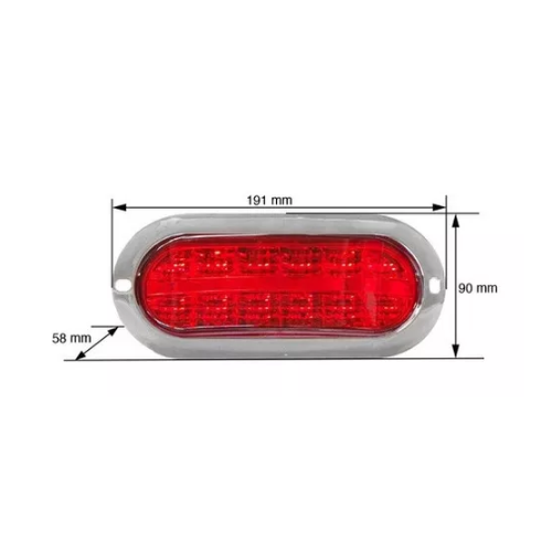 PLAFON 12 LEDS ALTA/BAJA Y ESTROBO BASE CROM OVAL ROJO