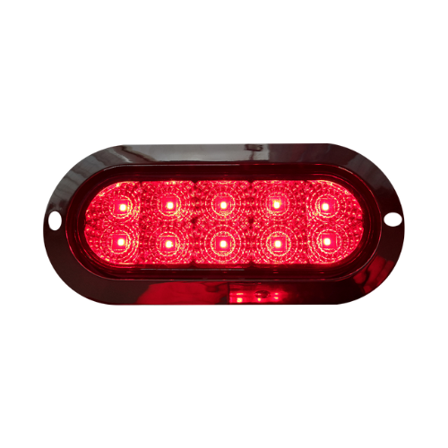 PLAFON 10 LEDS ALTA/BAJA Y ESTROBO BASE CROM OVAL ROJO