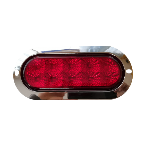 PLAFON 10 LEDS ALTA/BAJA Y ESTROBO BASE CROM OVAL ROJO