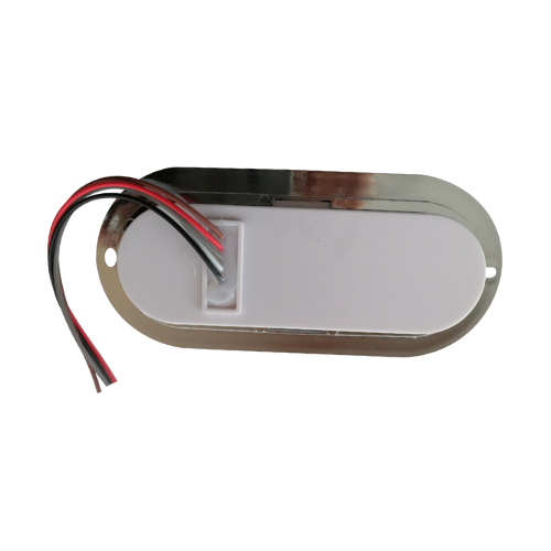 PLAFON 14 LEDS C/ARILLO GEL LUZ FIJA Y ESTROBO B/CROM 12-24V OVAL ROJO