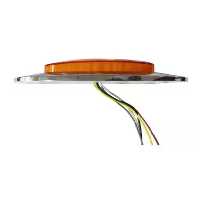PLAFON LATERAL 3 LEDS BISEL CROMADO C/ARILLO GEL ALTA/BAJA Y ESTROBO OVAL AMBAR