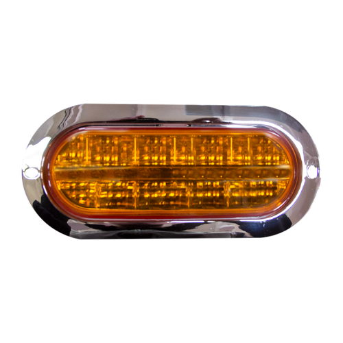 PLAFON 12 LEDS ALTA/BAJA Y ESTROBO BASE CROM OVAL AMBAR