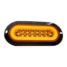 PLAFON 14 LEDS C/ARILLO GEL LUZ FIJA Y ESTROBO B/CROM 12-24V OVAL AMBAR