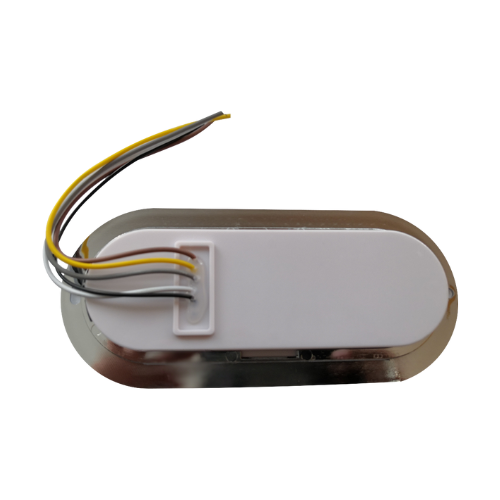 PLAFON 14 LEDS C/ARILLO GEL LUZ FIJA Y ESTROBO B/CROM 12-24V OVAL AMBAR