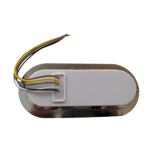 PLAFON 14 LEDS C/ARILLO GEL LUZ FIJA Y ESTROBO B/CROM 12-24V OVAL AMBAR