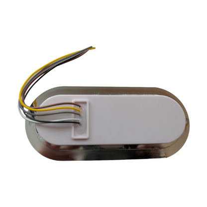 PLAFON 14 LEDS C/ARILLO GEL LUZ FIJA Y ESTROBO B/CROM 12-24V OVAL AMBAR
