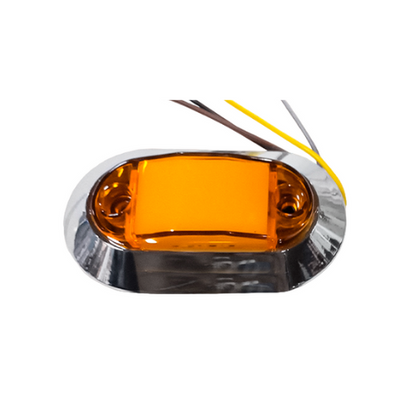 PLAFON GEL C/BASE CROM LUZ FIJA Y ESTROBO 12-24V OVAL MINI AMBAR (PAR)