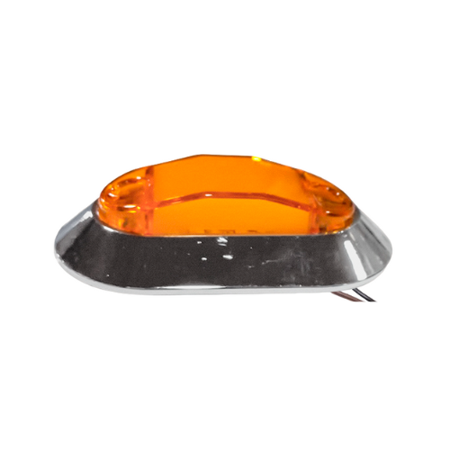 PLAFON GEL C/BASE CROM LUZ FIJA Y ESTROBO 12-24V OVAL MINI AMBAR (PAR)