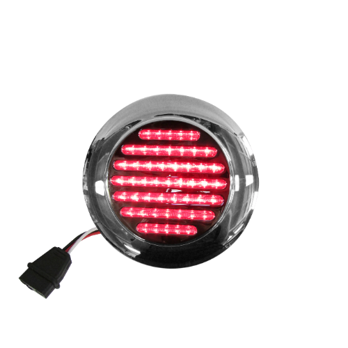 PLAFON 49 LEDS ROJO B/CROM ALTA/BAJA REDONDO 4"  MICA CRIST/TRANSP