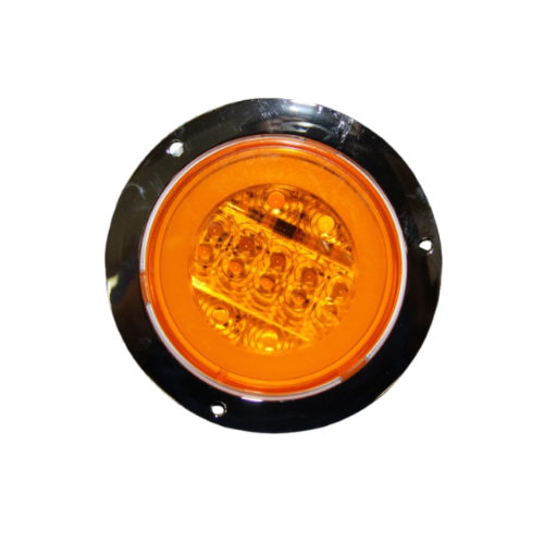 PLAFON 14 LEDS C/ARILLO GEL ALTA/BAJA Y ESTROBO B/CROM REDONDO 4" AMBAR