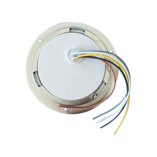 PLAFON 14 LEDS C/ARILLO GEL ALTA/BAJA Y ESTROBO B/CROM REDONDO 4" AMBAR