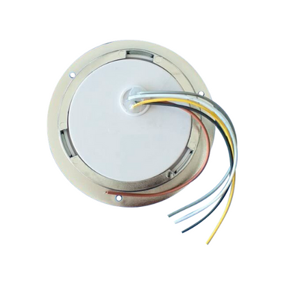 PLAFON 14 LEDS C/ARILLO GEL ALTA/BAJA Y ESTROBO B/CROM REDONDO 4" AMBAR