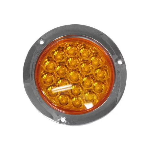 PLAFON 19 LEDS FIJA Y ESTROBO B/CROM REDONDO 4" AMBAR