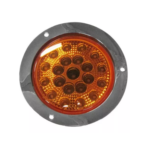 PLAFON 21 LEDS FIJA Y ESTROBO B/CROM REDONDO 4" AMBAR