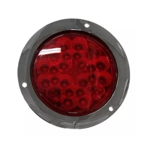 PLAFON 32 LEDS FIJA Y ESTROBO B/CROM REDONDO 4" ROJO