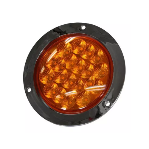 PLAFON 20 LEDS FIJA Y ESTROBO B/CROM REDONDO 4" AMBAR