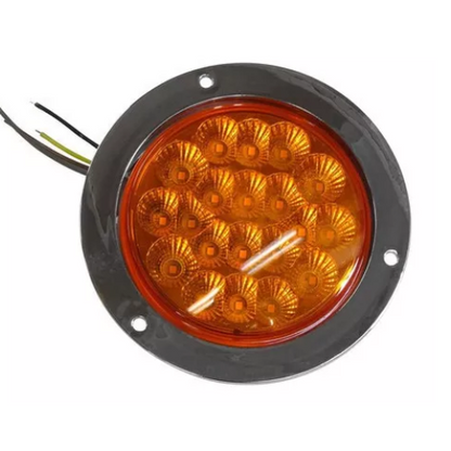 PLAFON 20 LEDS FIJA Y ESTROBO B/CROM REDONDO 4" AMBAR