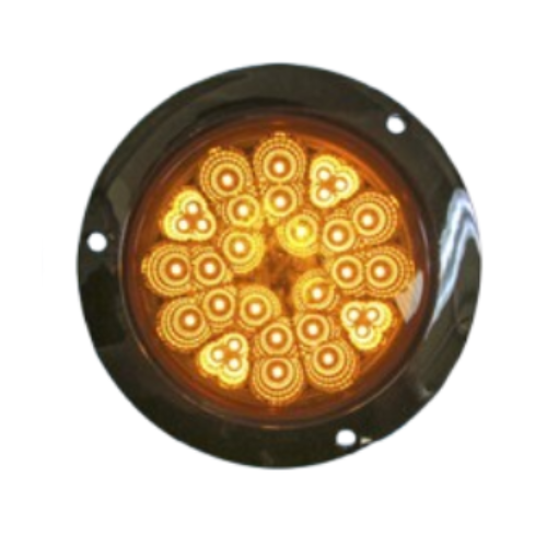 PLAFON 32 LEDS FIJA Y ESTROBO B/CROM REDONDO 4" AMBAR