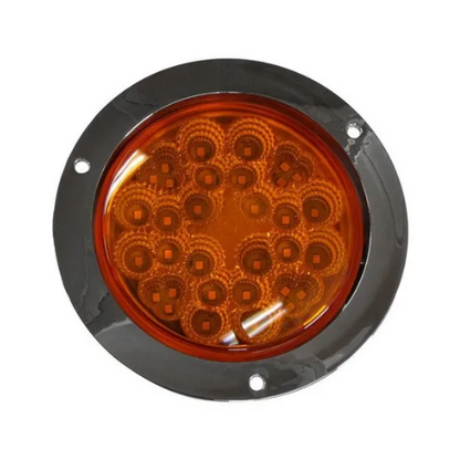 PLAFON 32 LEDS FIJA Y ESTROBO B/CROM REDONDO 4" AMBAR