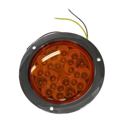 PLAFON 32 LEDS FIJA Y ESTROBO B/CROM REDONDO 4" AMBAR