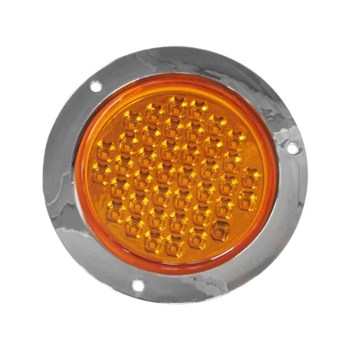 PLAFON 40 LEDS FIJA Y ESTROBO B/CROM REDONDO 4" MICA PLANA AMBAR