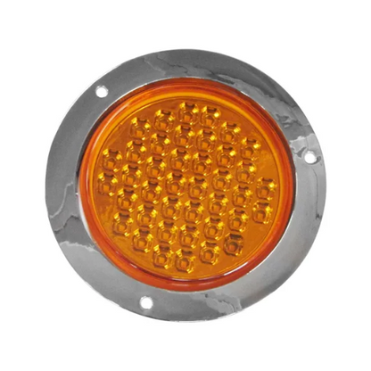 PLAFON 40 LEDS FIJA Y ESTROBO B/CROM REDONDO 4" MICA PLANA AMBAR