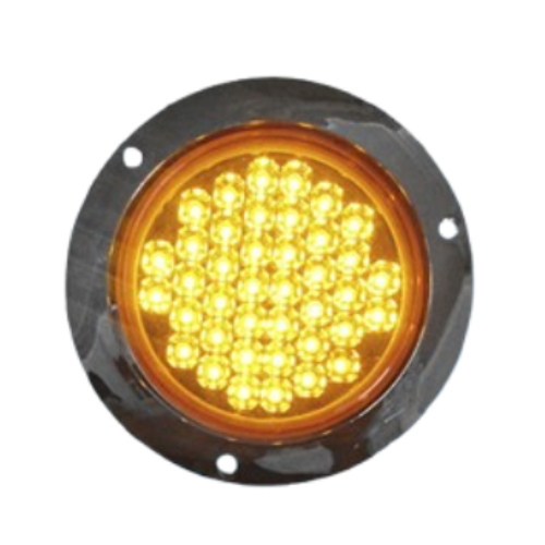 PLAFON 40 LEDS FIJA Y ESTROBO B/CROM REDONDO 4" MICA PLANA AMBAR