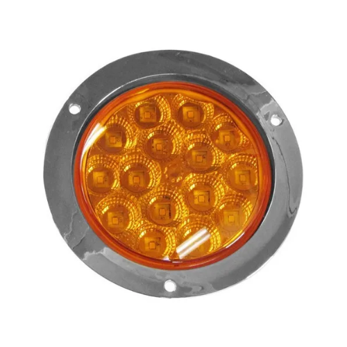 PLAFON 15 LEDS FIJA Y ESTROBO B/CROM REDONDO 4" AMBAR