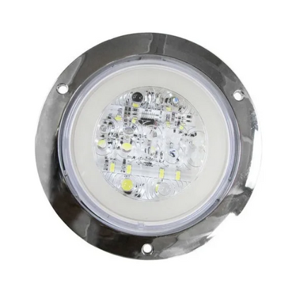 PLAFON 14 LEDS C/ARILLO GEL ALTA/BAJA Y ESTROBO B/CROM REDONDO 4" BCO