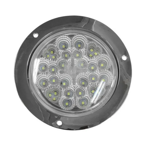 PLAFON 32 LEDS FIJA Y ESTROBO B/CROM REDONDO 4" BCO