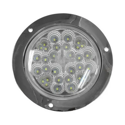 PLAFON 32 LEDS FIJA Y ESTROBO B/CROM REDONDO 4" BCO