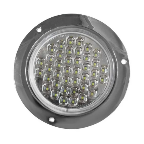 PLAFON 40 LEDS FIJA Y ESTROBO B/CROM REDONDO 4" MICA PLANA BCO