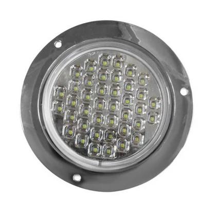 PLAFON 40 LEDS FIJA Y ESTROBO B/CROM REDONDO 4" MICA PLANA BCO