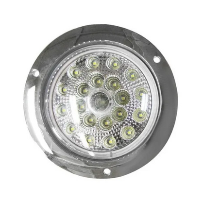 PLAFON 21 LEDS FIJA Y ESTROBO B/CROM REDONDO 4" BCO